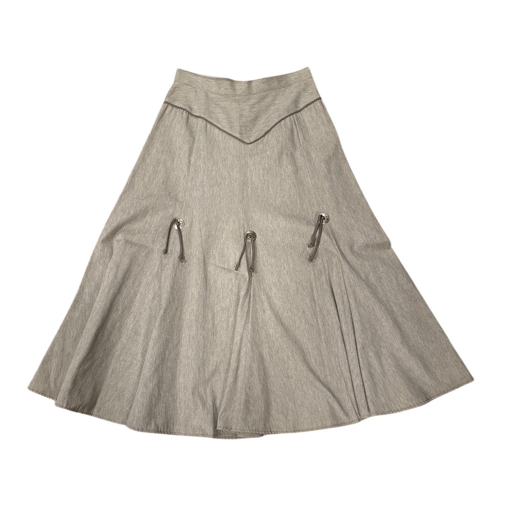 1849 Authentic Ranchwear Maxi Skirt Womens Medium Tan Western‎ Concho V-Yoke Vtg